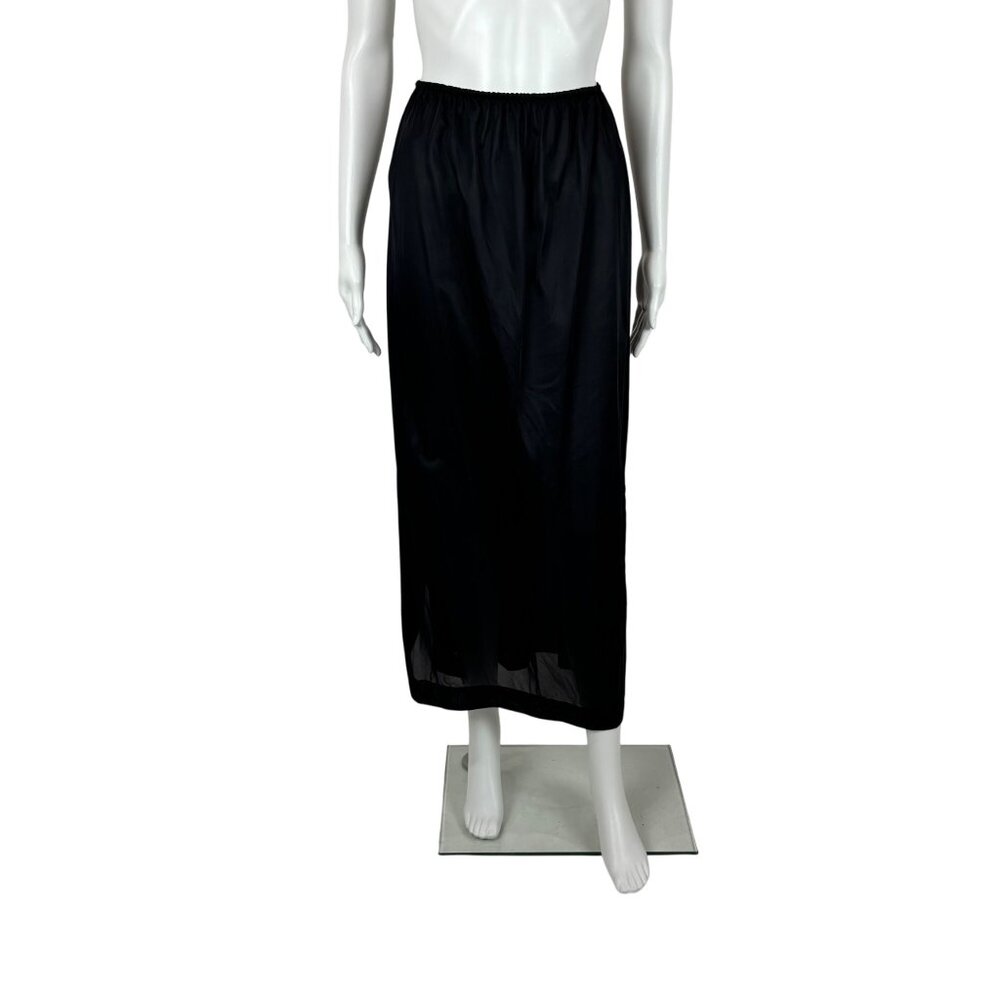 Vintage Long Slip Women's Small Black Midi Length Nylon Lingerie